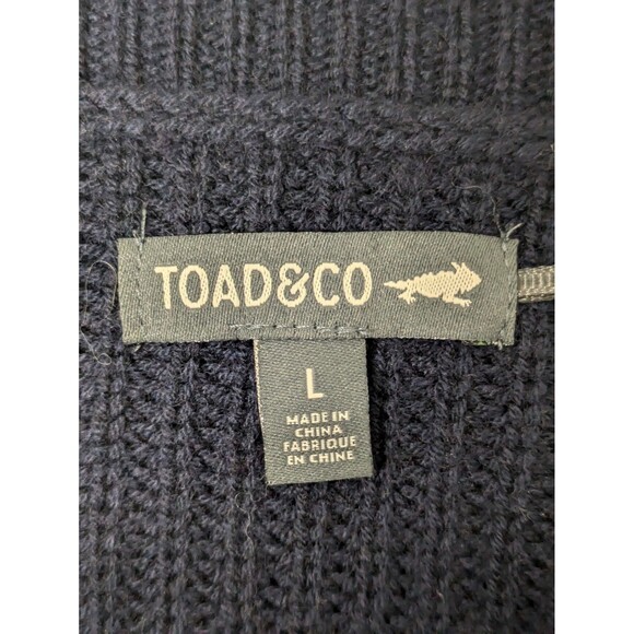 Toad & Co Navy Blue Lakeview Sweater Dress sz L Ethical Wool Ribbed Classic Chic - Picture 7 of 9